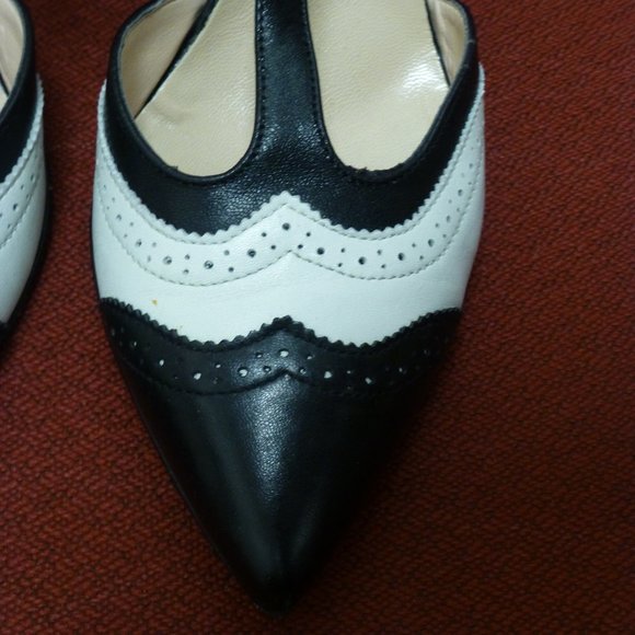 High Hill Oxford Leather Shoes Black & White - Picture 3 of 7